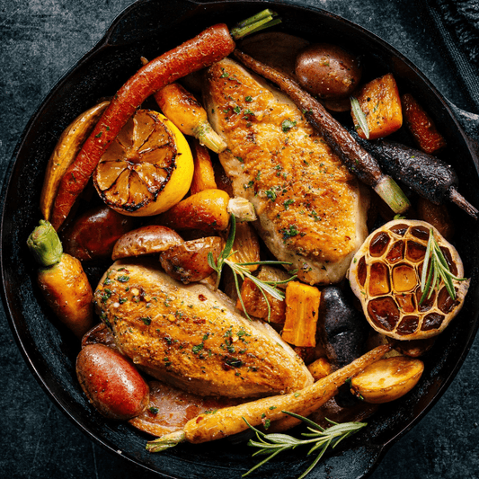 OffBeast vegan chicken filets in cast iron – grill-ready plant-based protein